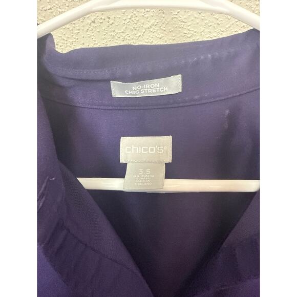 BN #51 Chico’s No-Iron Chic Stretch Purple Button-Up Shirt Size 3.5 (US 18) - Picture 6 of 6